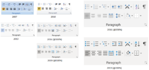 Comparison of Paragraph icon group